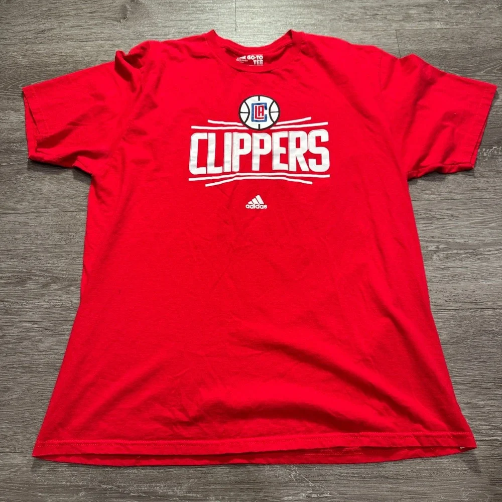 Los Angeles Clippers Shirt Mens XL‎ Red Adidas Logo Spellout Short Sleeve Tee
